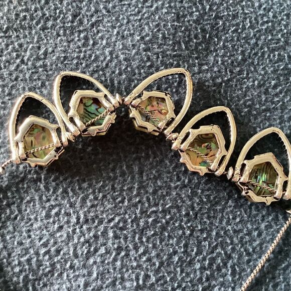 Faux abalone and rhinestone necklace.  J0250 - Picture 6 of 8